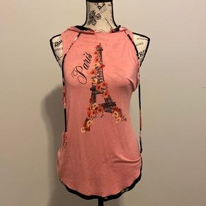 Tank top, hoodie, draw string, pink, Paris